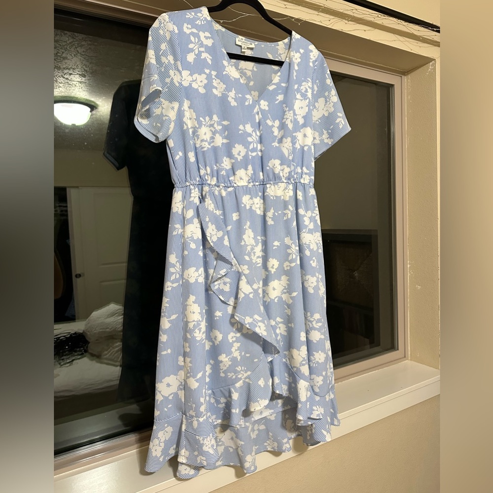 blue floral dress